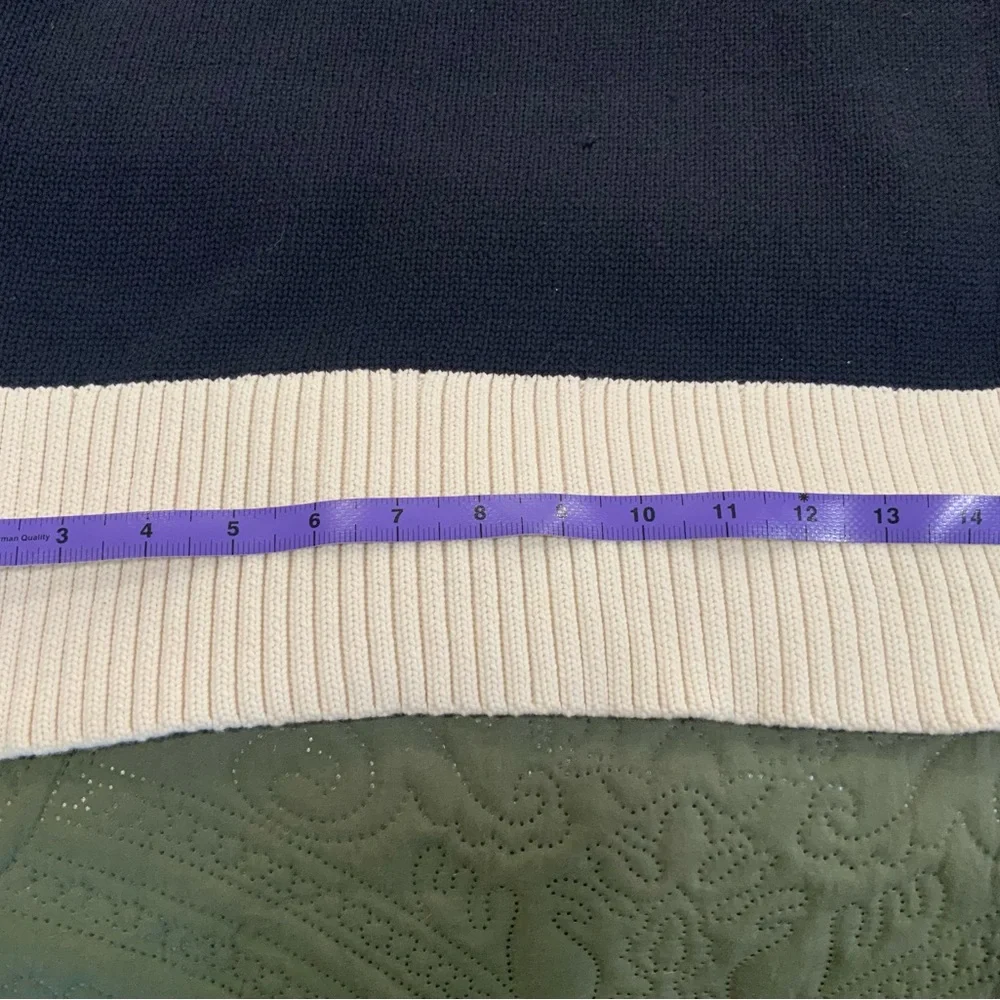 Ann Taylor Navy and Cream Cowl Neck Sweater - Picture 7 of 8